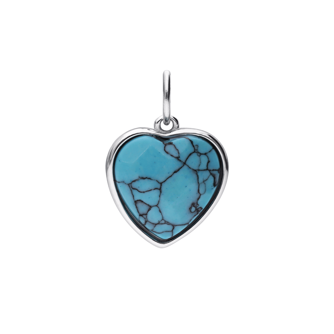 Stainless steel bedel hart met turquoise