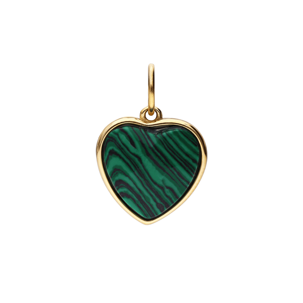 Stalen goldplated hanger hart met malachite voor dames