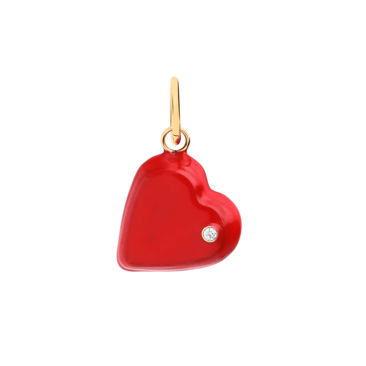 Stainless steel goldplated hanger hart met rood emaille voor dames