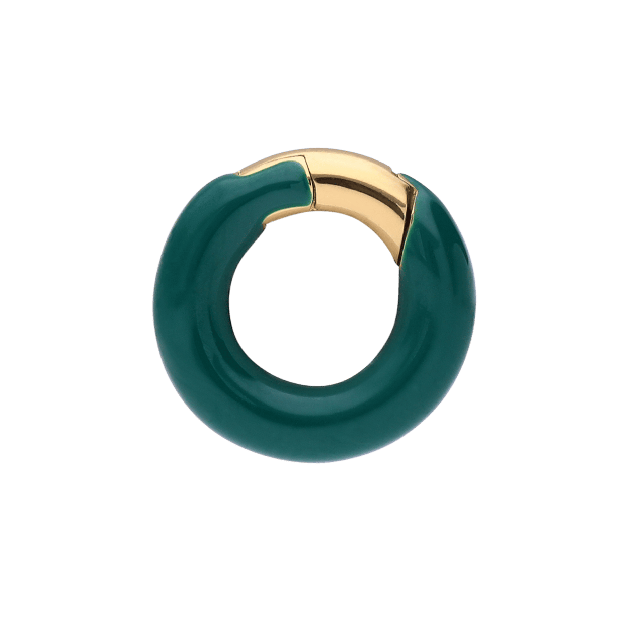 Stalen goldplated bedel sluiting rond groen email