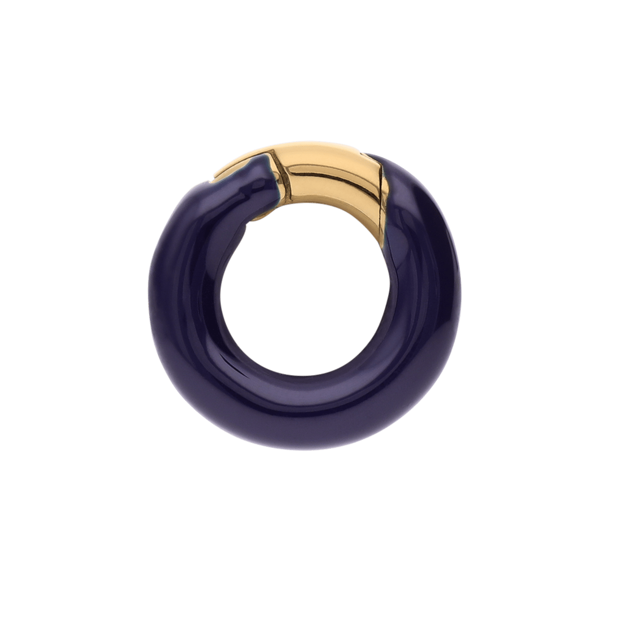 Stalen goldplated bedel sluiting rond donker blauw