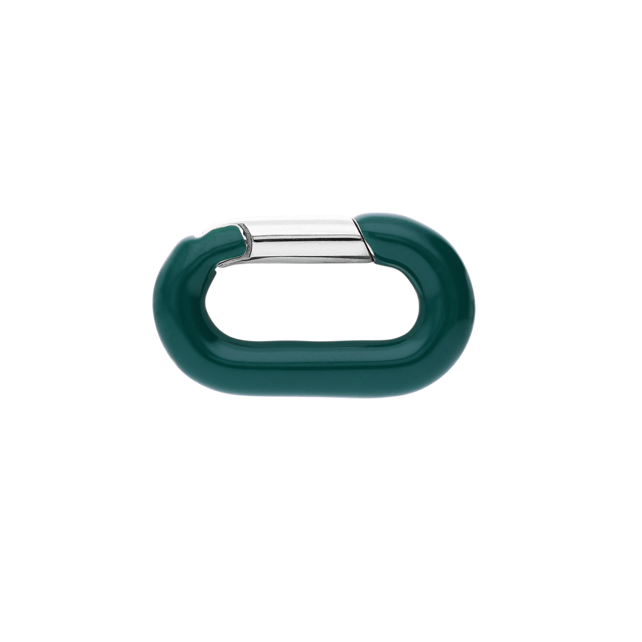 Stahlanhängerverschluss oval mit grünem Emaille