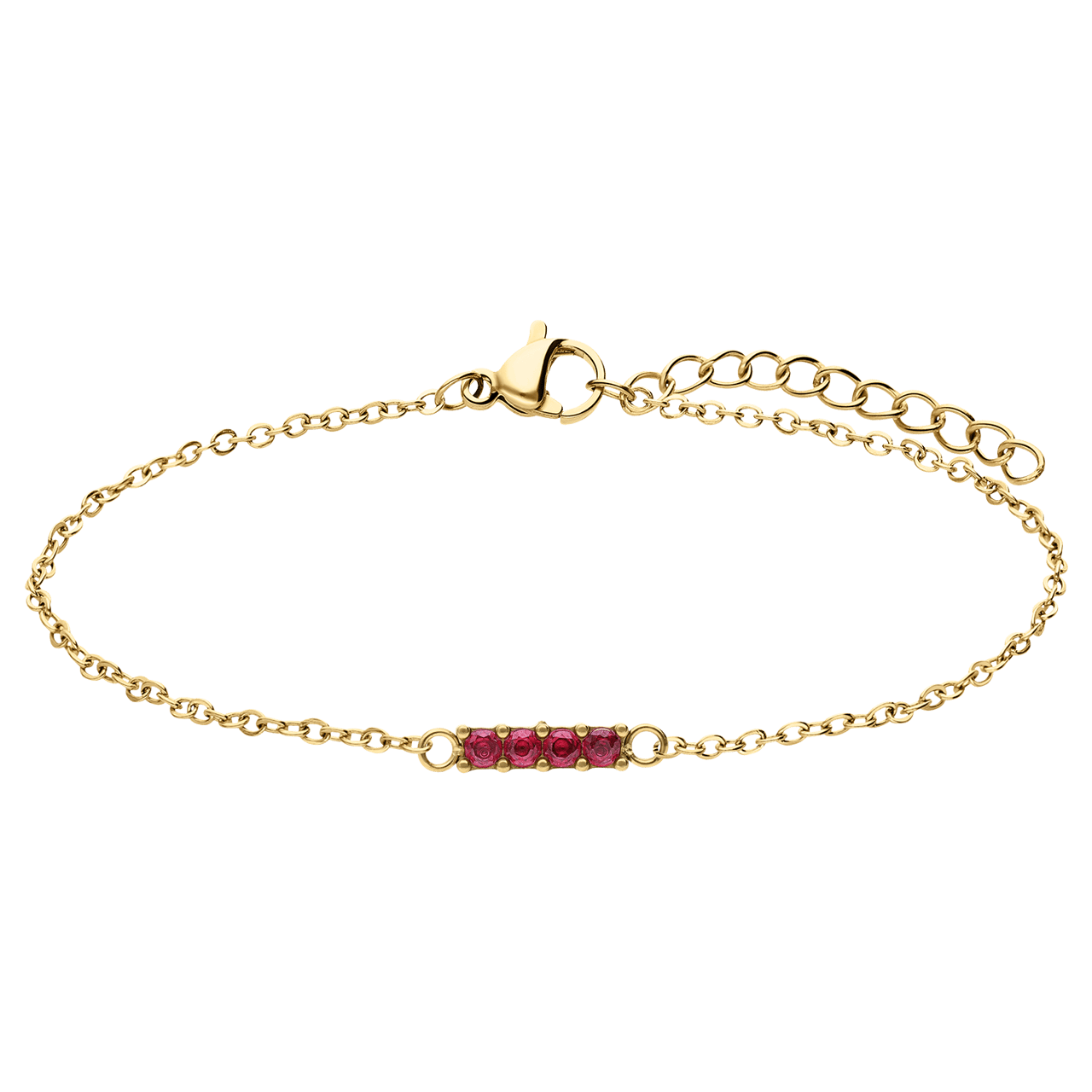 Armband aus Edelstahl, vergoldet, mit rotem Zirkonia