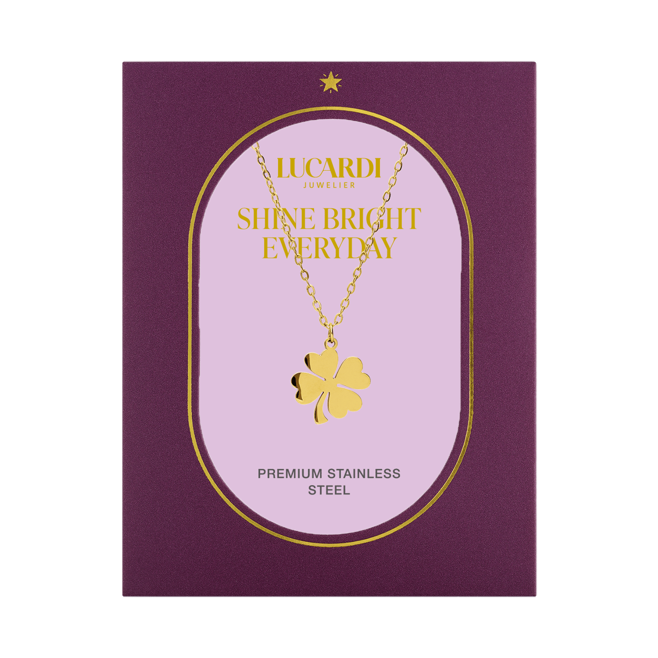 Stalen goldplating ketting met hanger klaver