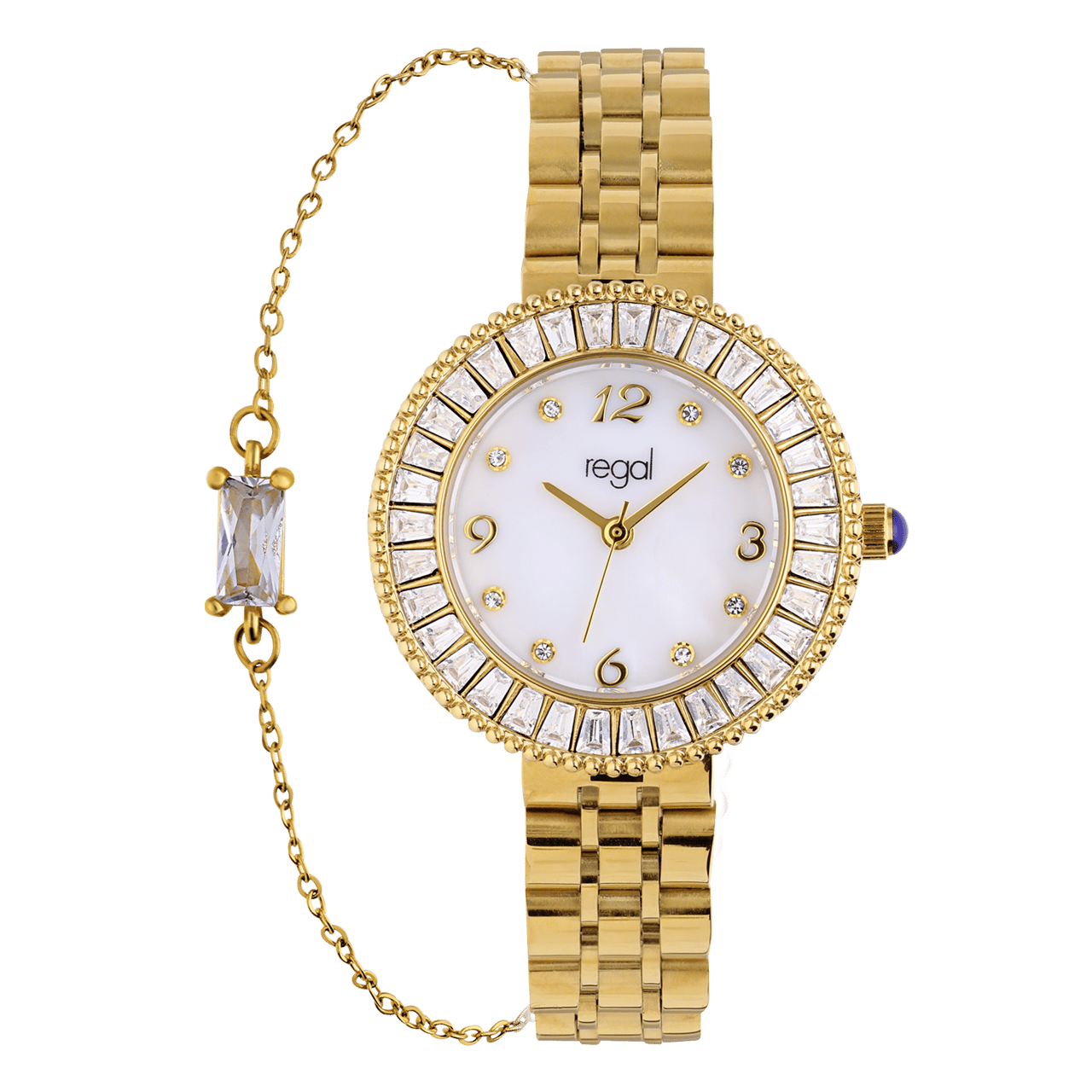 Regal Damen-Set, Armbanduhr und Armband, goldfarben