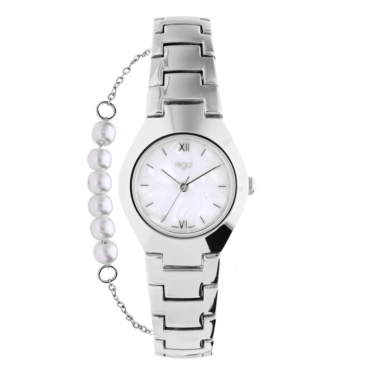 Regal damesset horloge en armband zilverkleurig