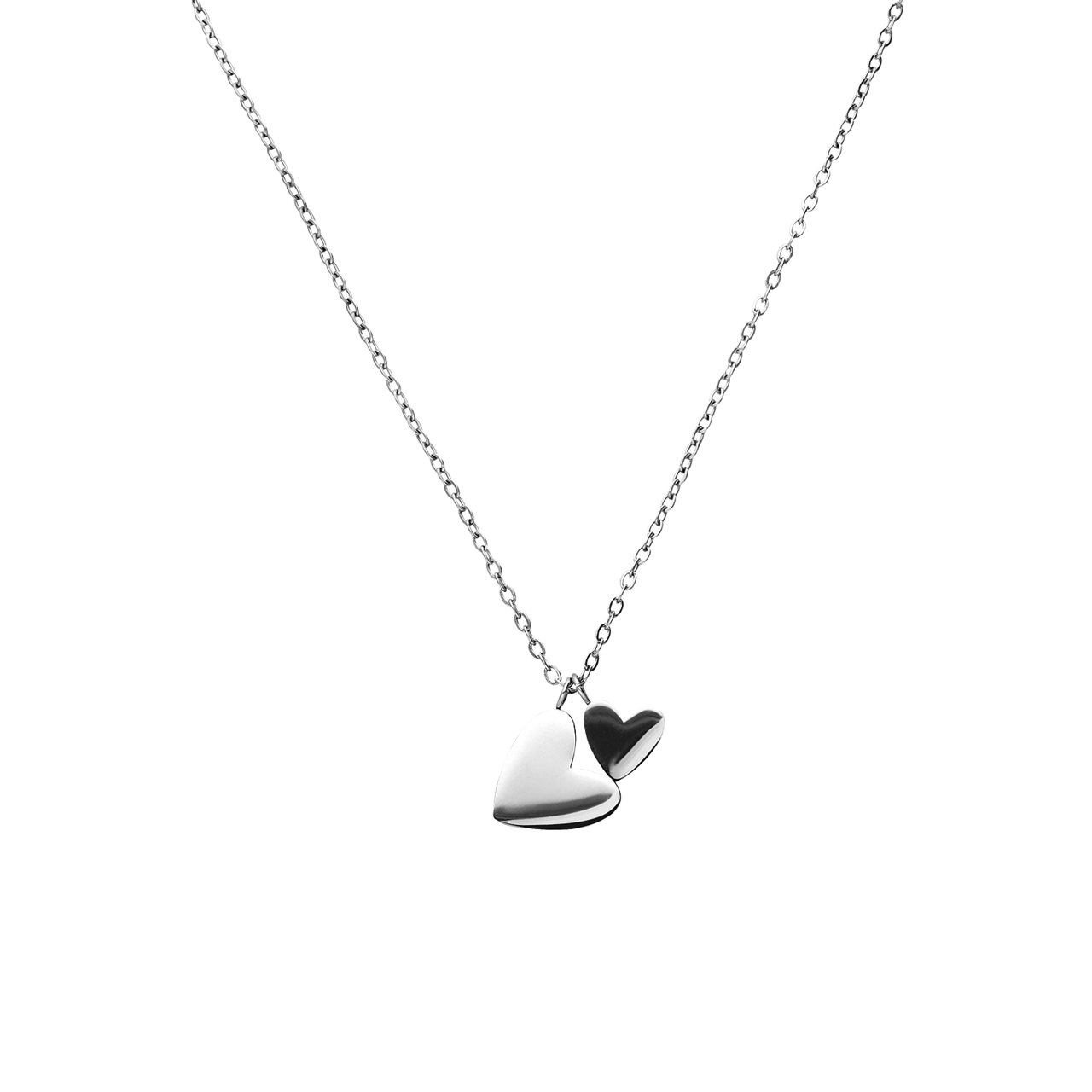 Stainless steel ketting met 2 hartjes voor dames