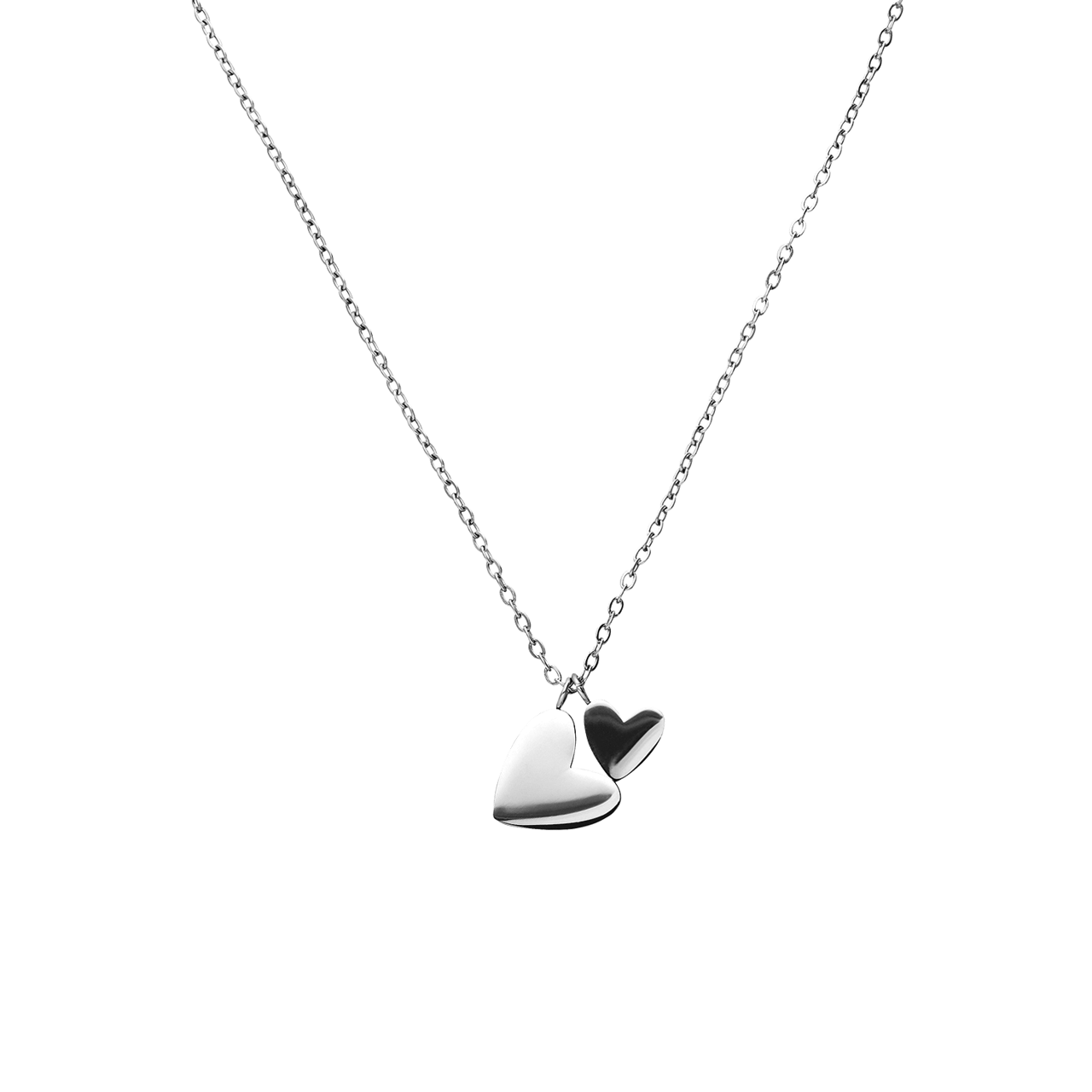 Stalen ketting met 2 hartjes voor dames