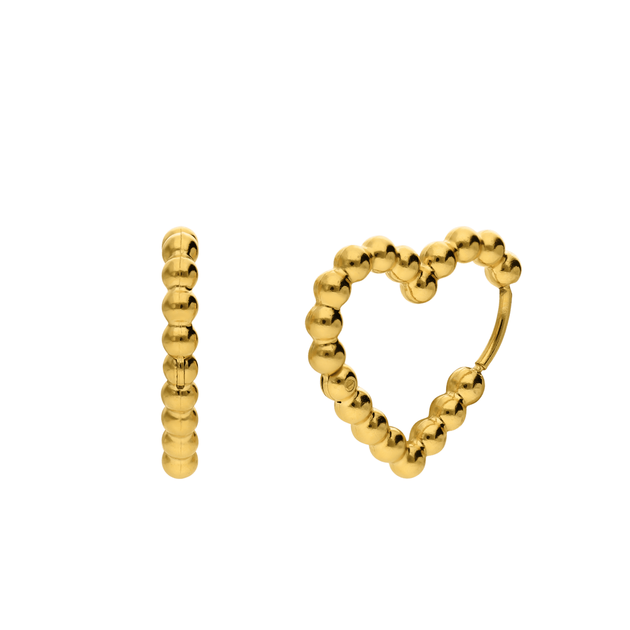 Stainless steel goldplated oorringen hart voor dames