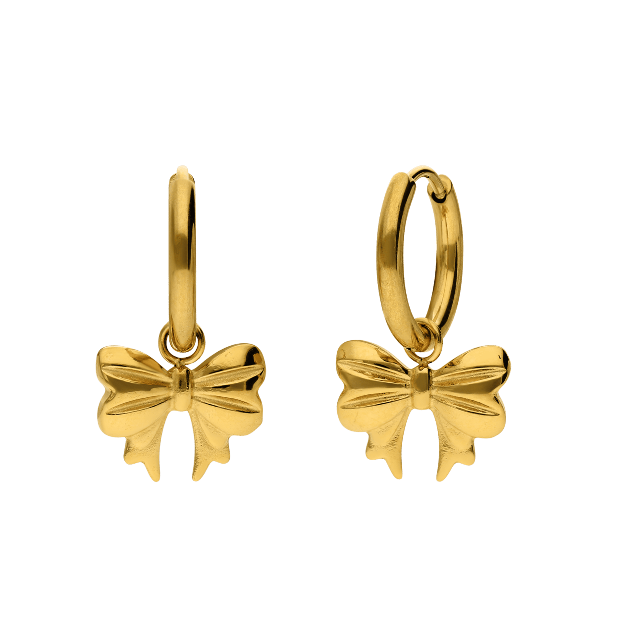 Stainless steel goldplated oorbellen met strik