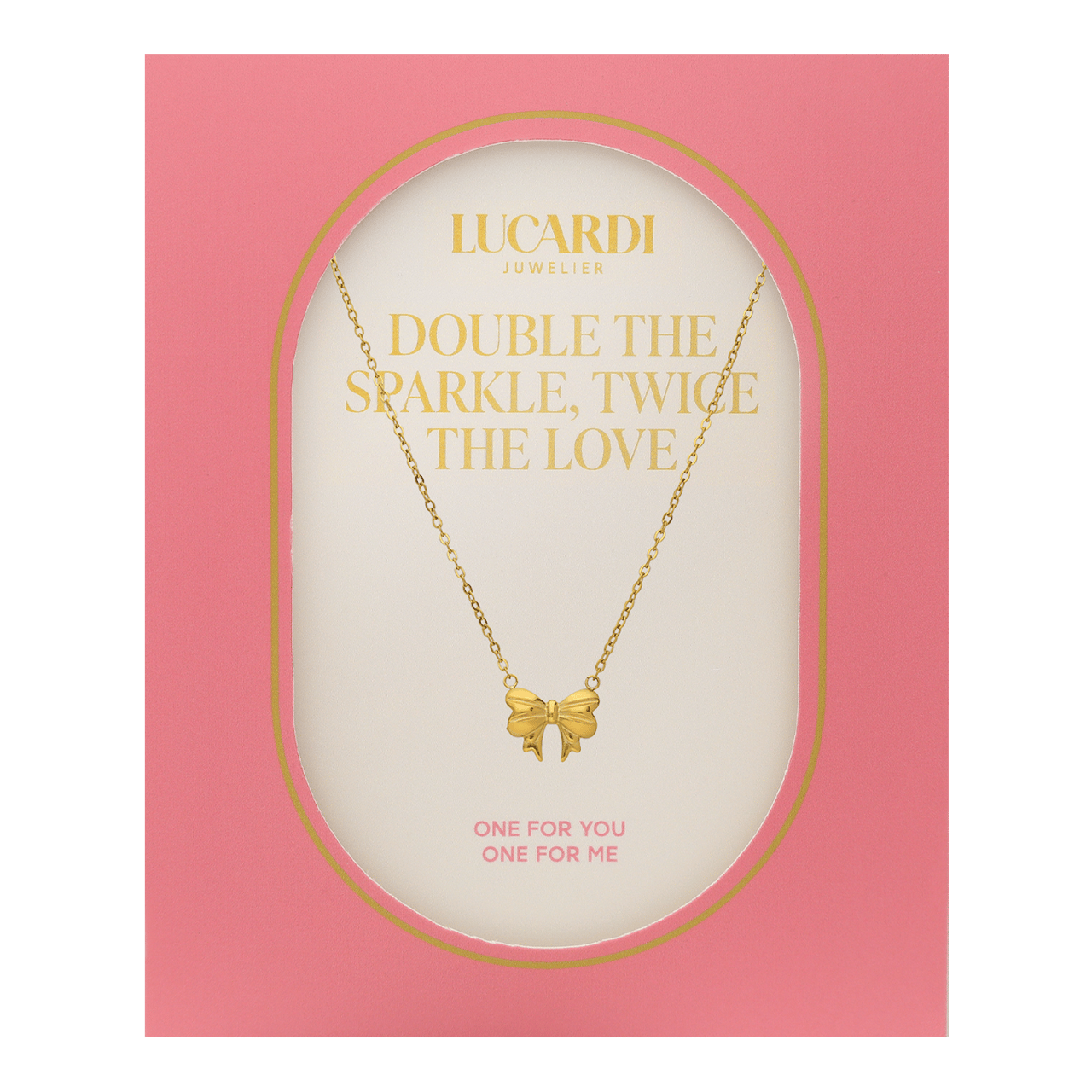 Stainless steel goldplated ketting met hanger strik voor dames