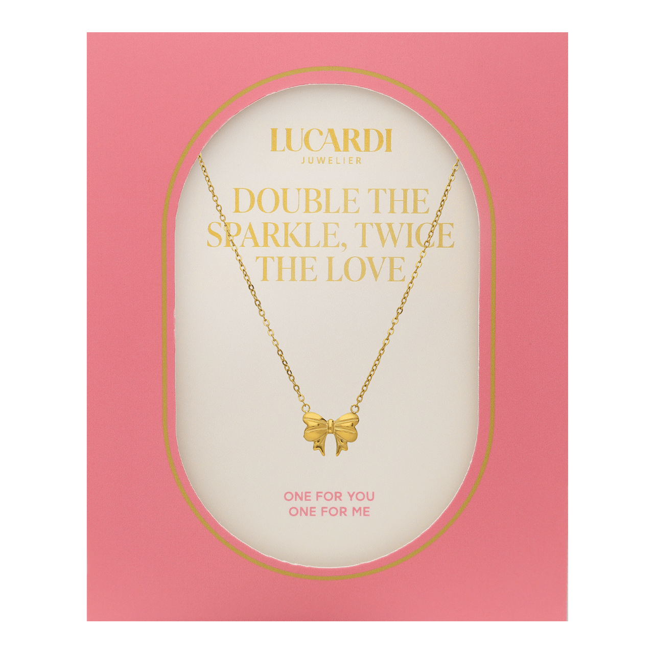 Stalen goldplated ketting met hanger strik voor dames