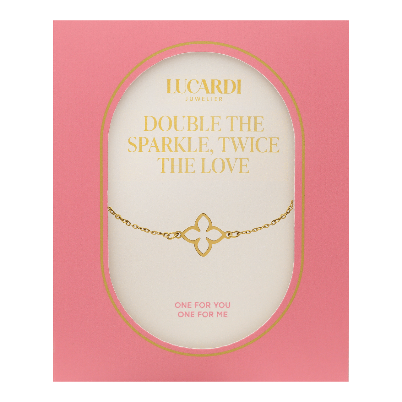 Stainless steel goldplated fantasiearmband met ovale bloem voor dames