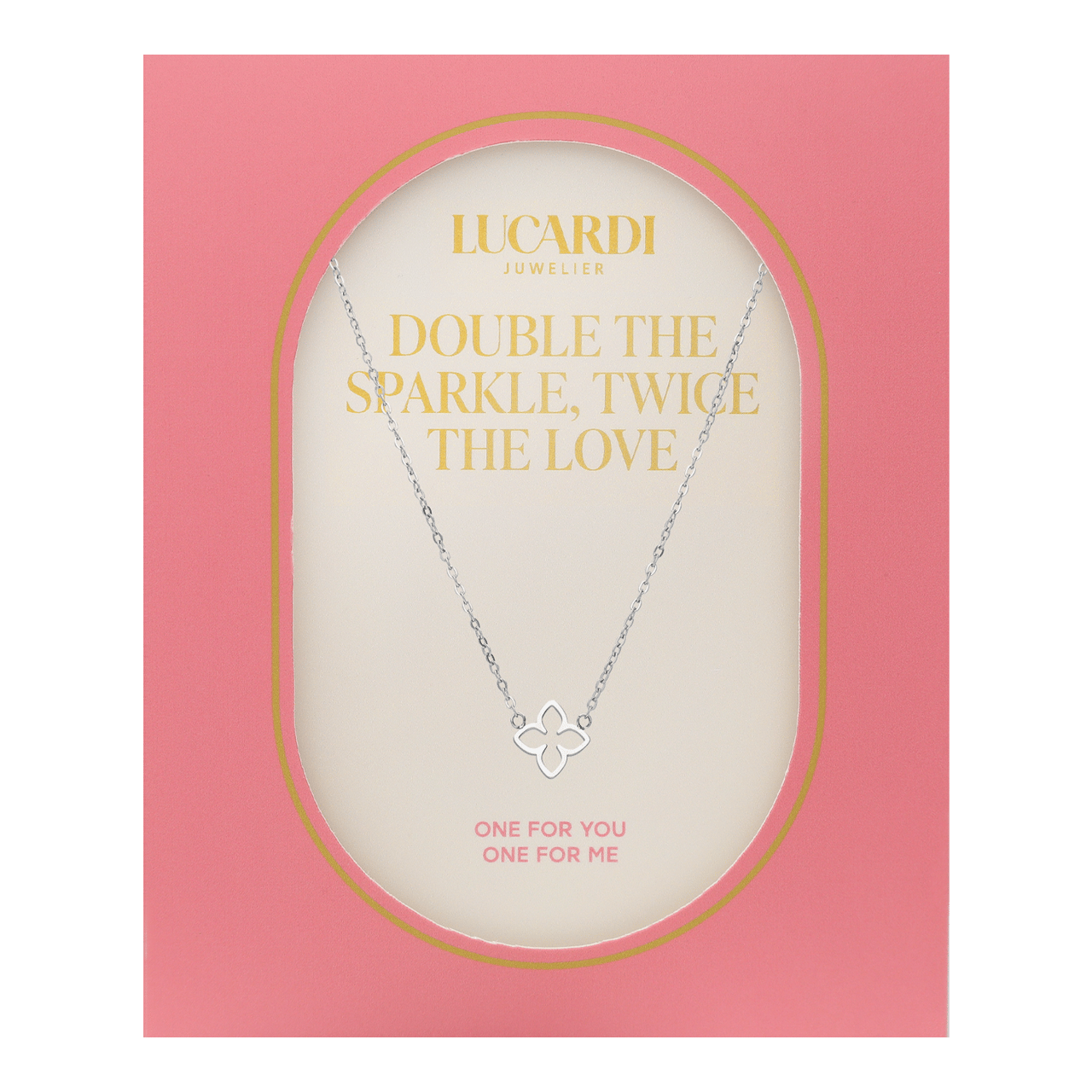 Stalen ketting met ovale bloem