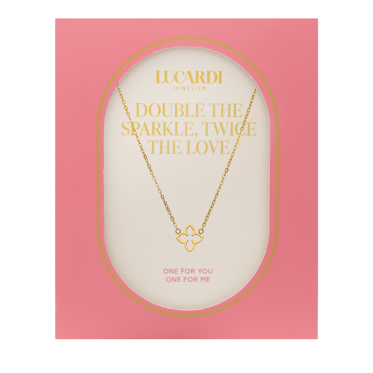 Stalen goldplated ketting met hanger ovale bloem voor dames