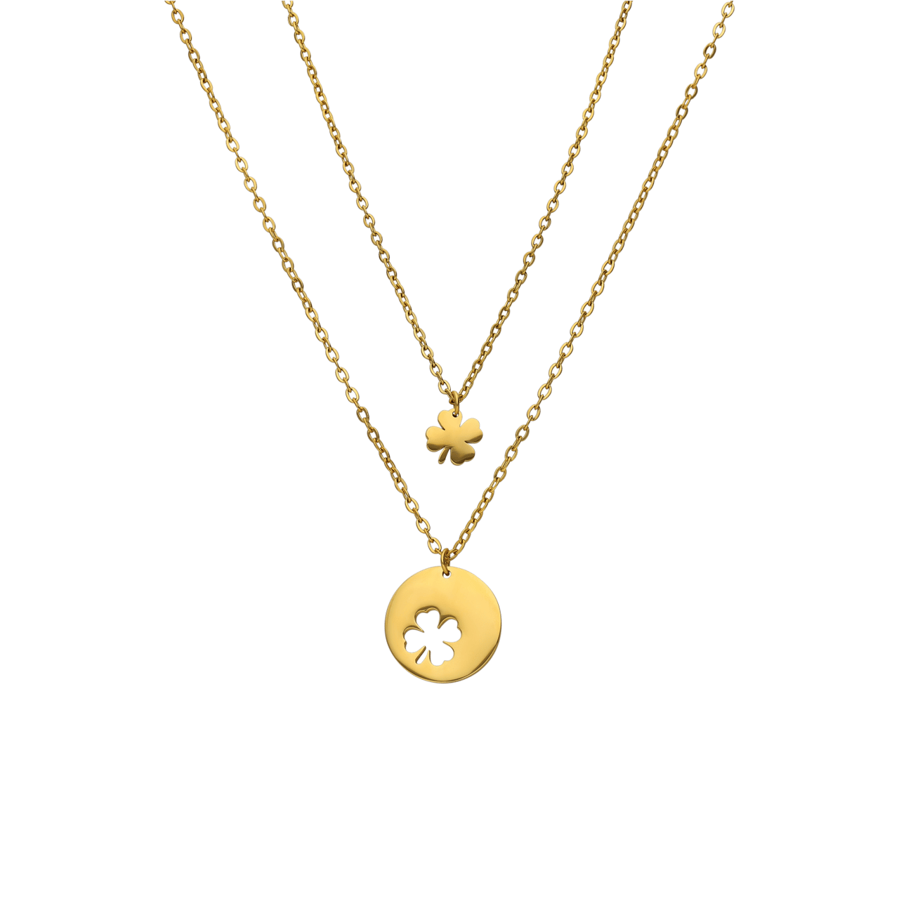 Stainless steel goldplated ketting met hanger klaver voor dames