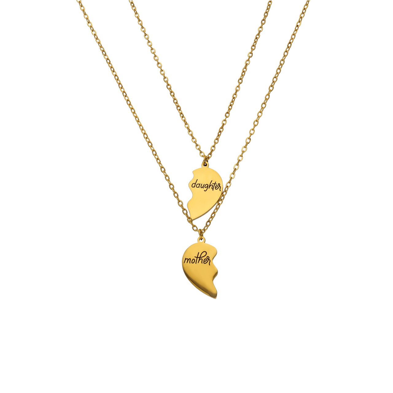 Stainless steel goldplated kettingen Moeder/Dochter breekhartje