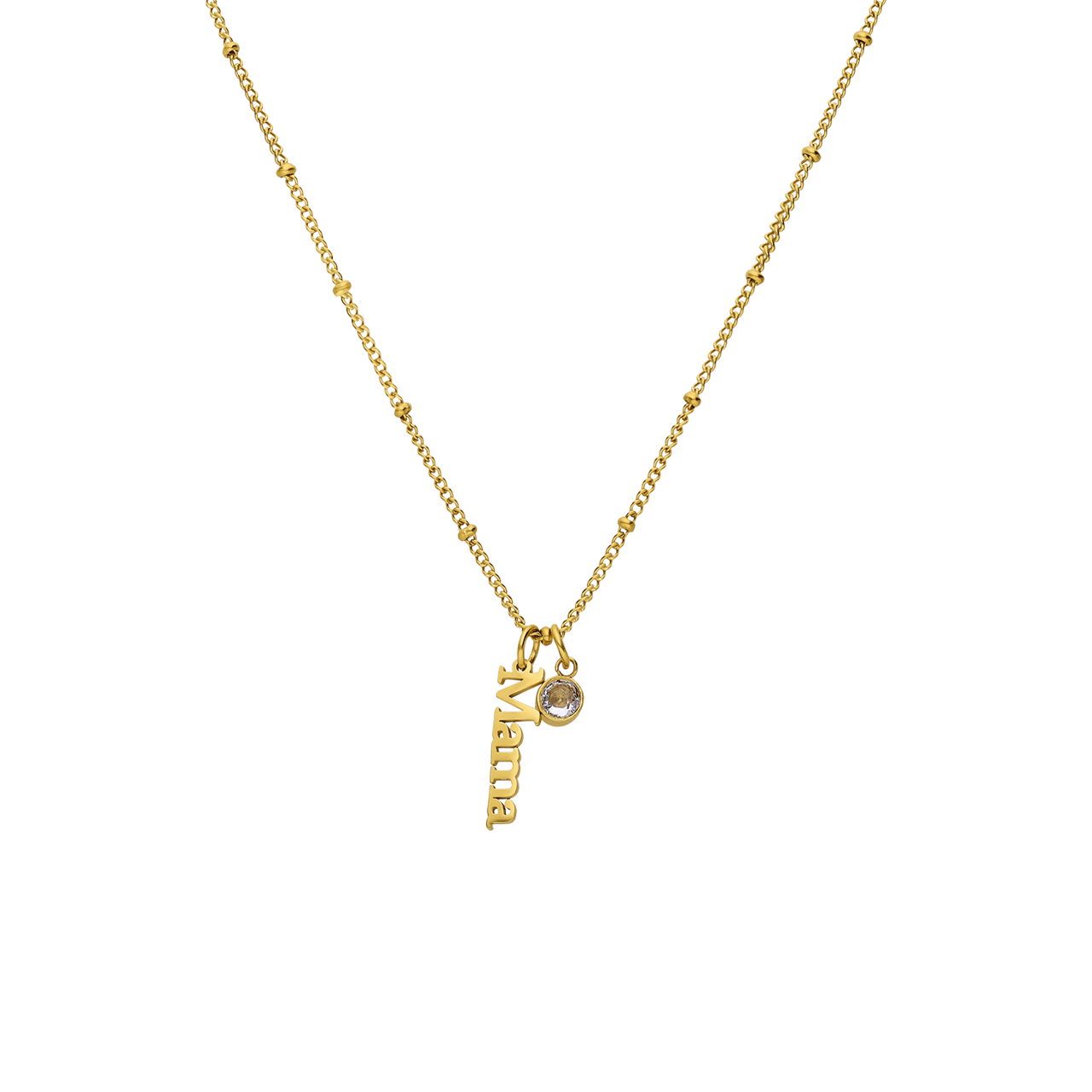 Stainless steel goldplated ketting met hanger mama met zirkonia voor dames