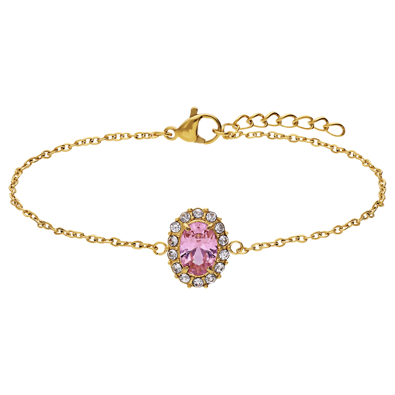 Stalen goldplated fantasiearmband met zirkonia voor dames