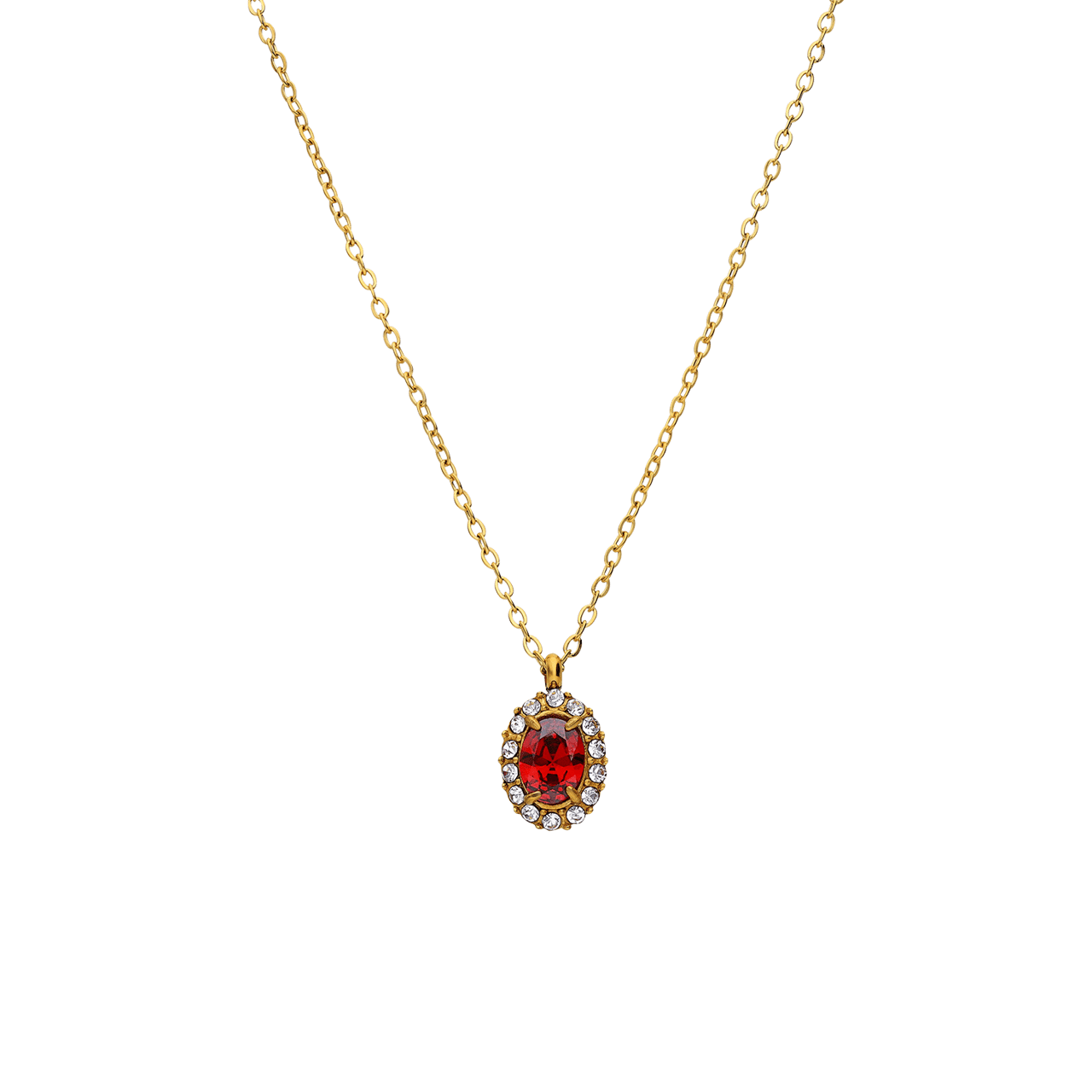 Stalen goldplated ketting met hanger met zirkonia voor dames