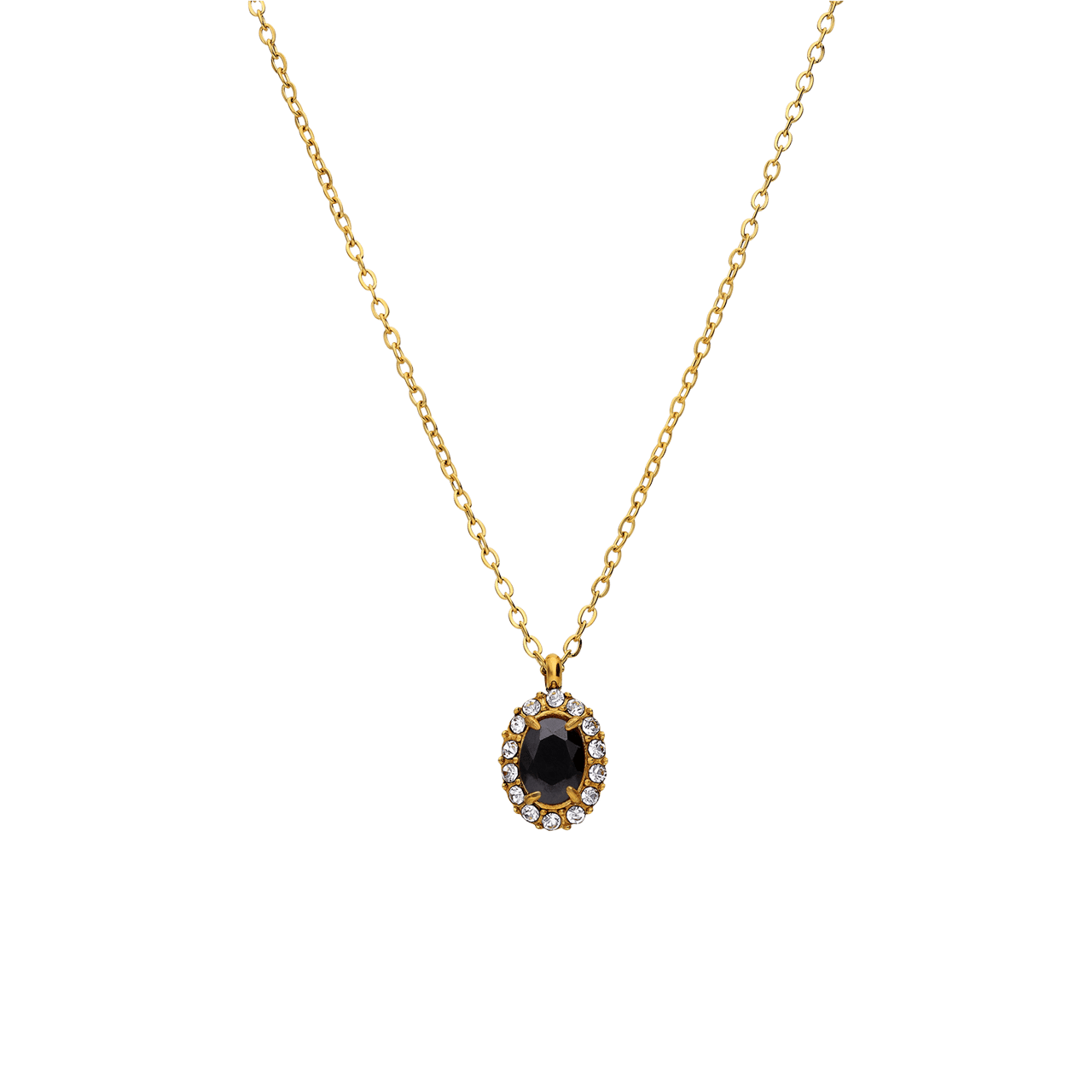 Stalen goldplated ketting met hanger met zirkonia voor dames
