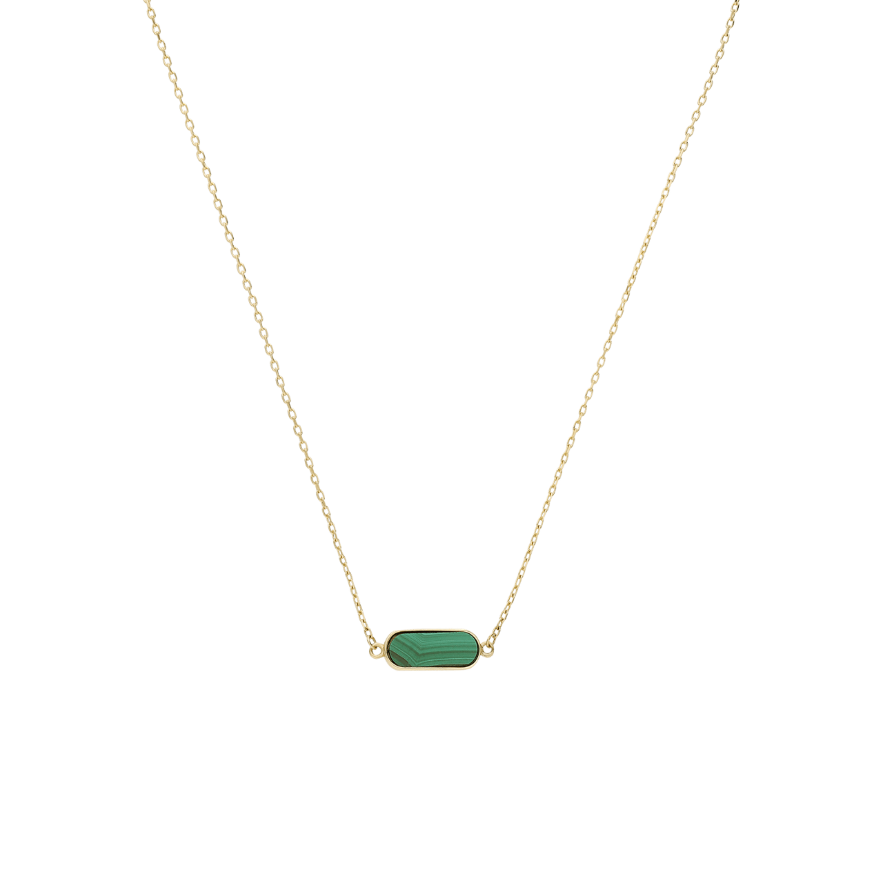 14 Karat Gelbgoldkette mit Malachit