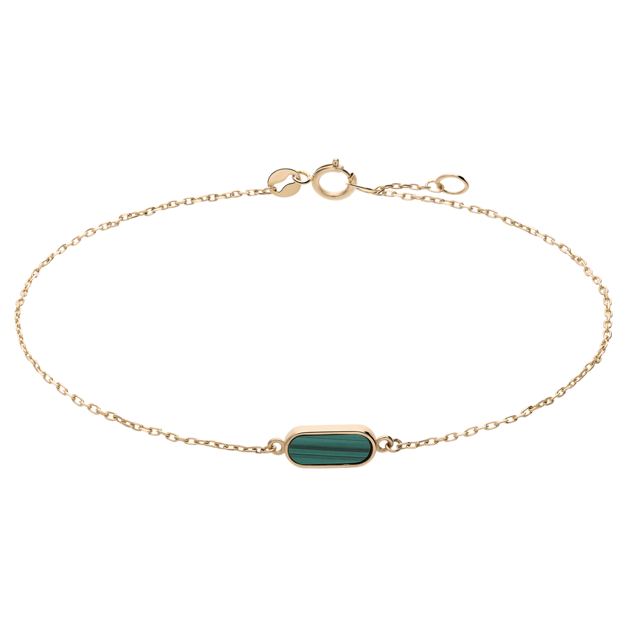 14 karaat geelgouden armband malachite
