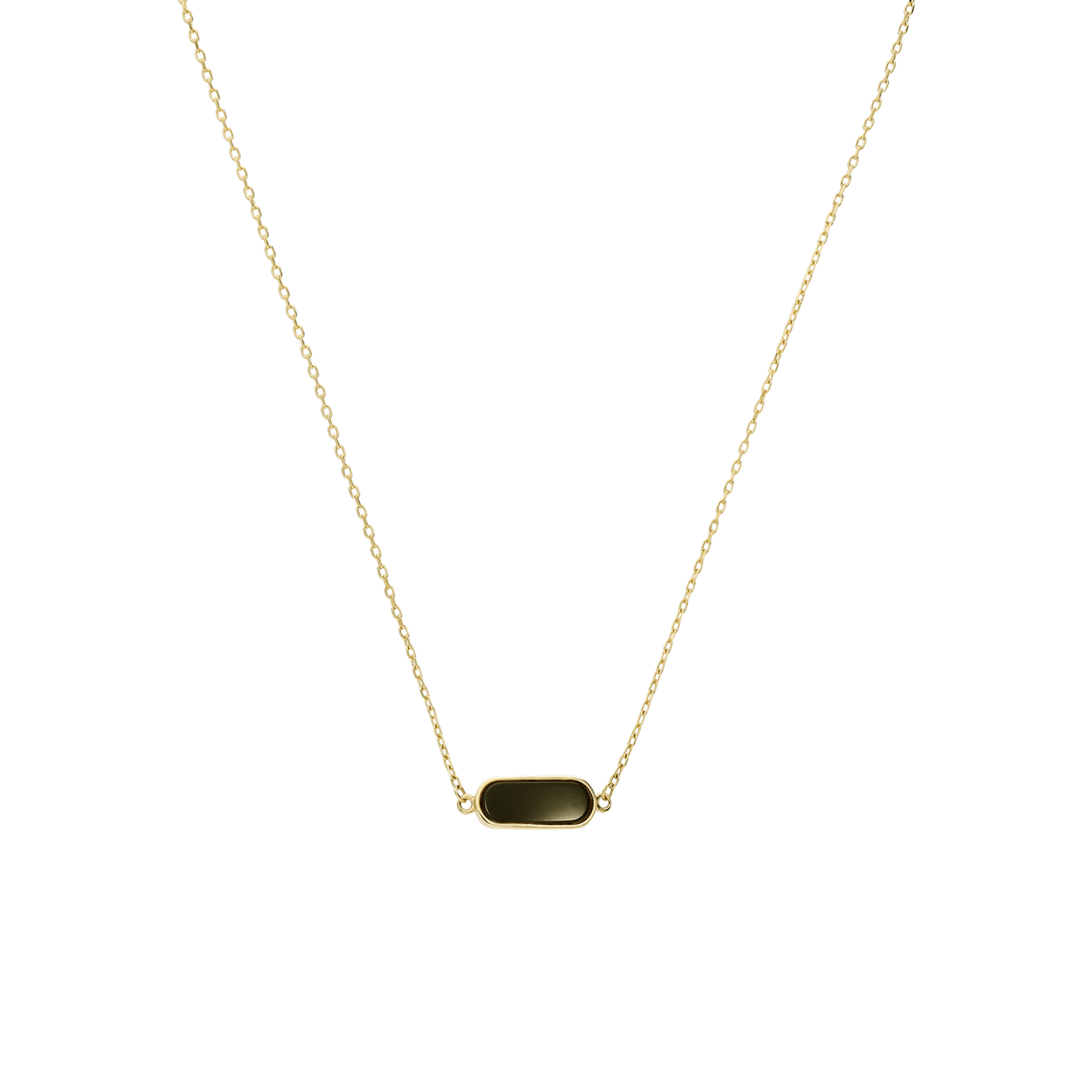 14 karaat geelgouden ketting met onyx