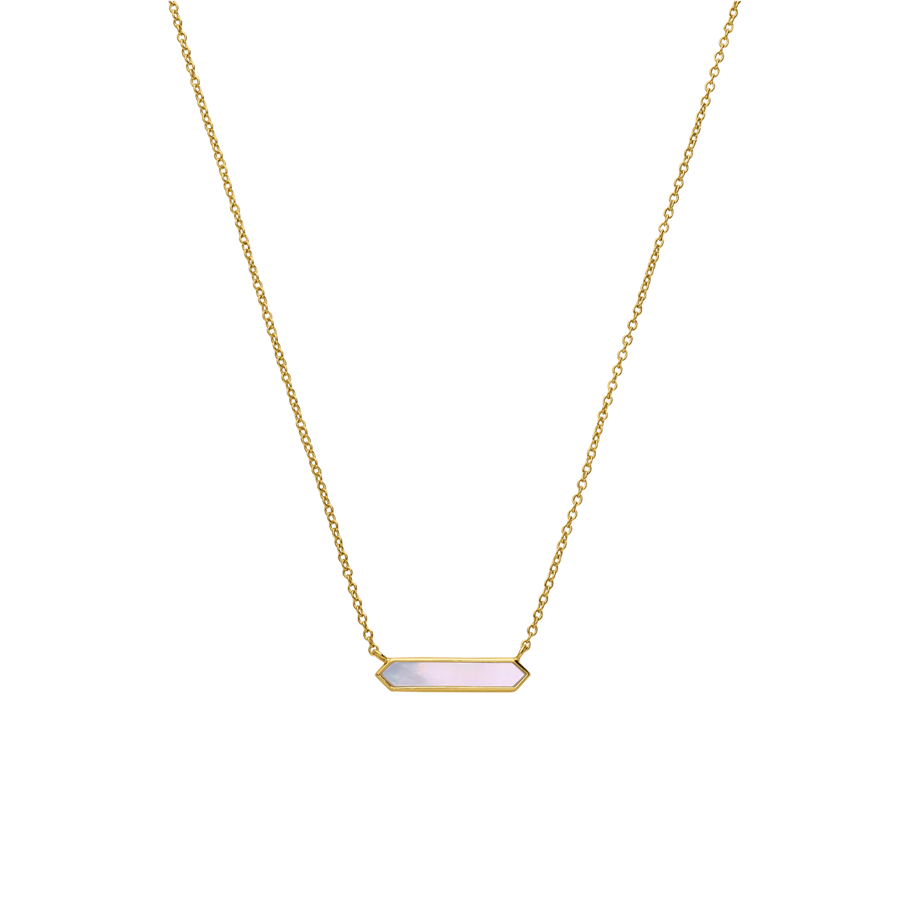Zilveren goldplated ketting met hanger hexagon voor dames