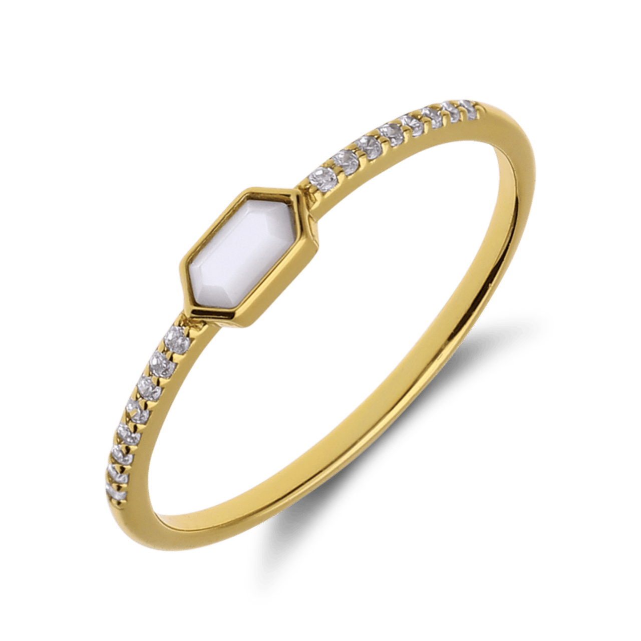 Ring aus 925er Silber, vergoldet, Perlmutt