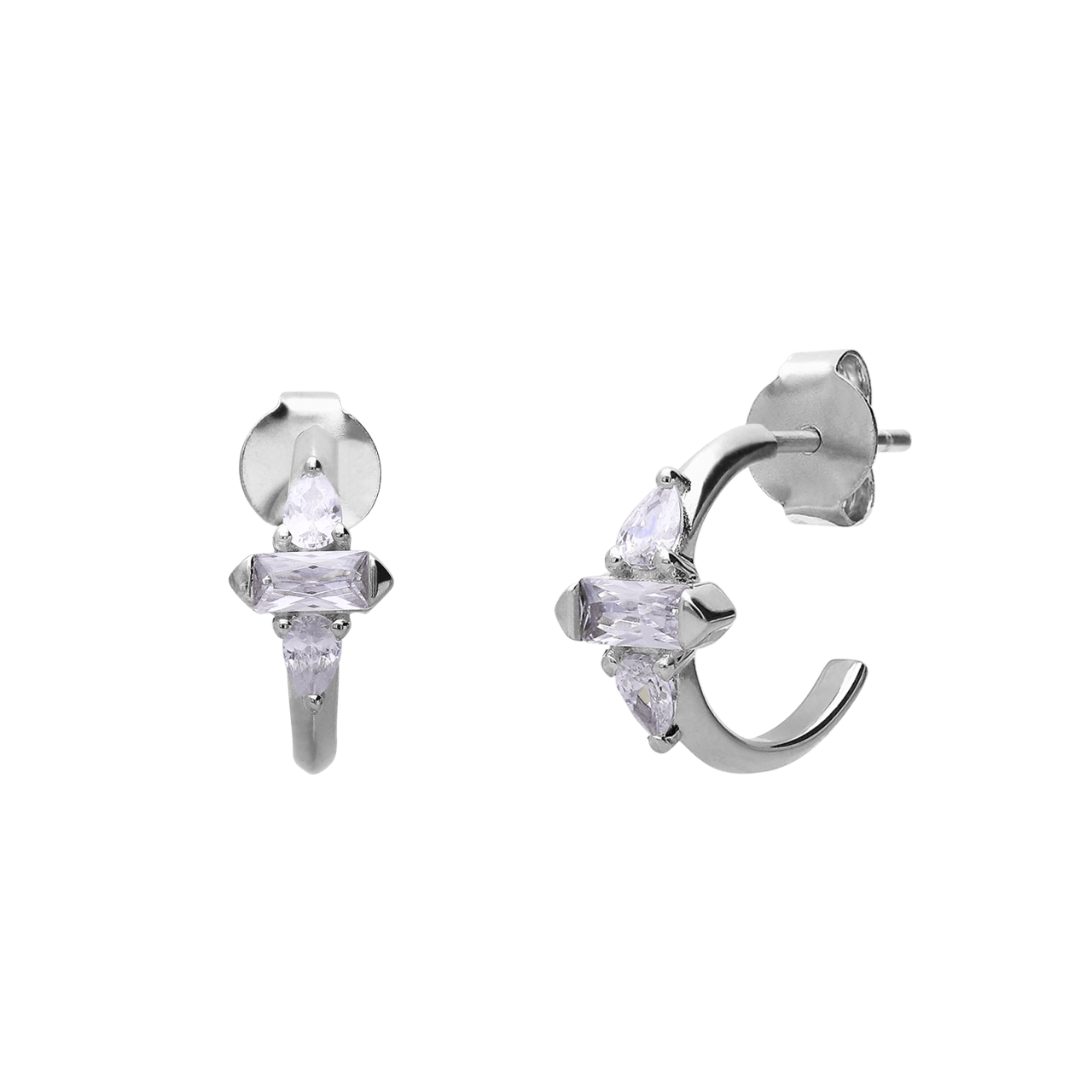 Ohrringe aus 925er Silber, Baguette