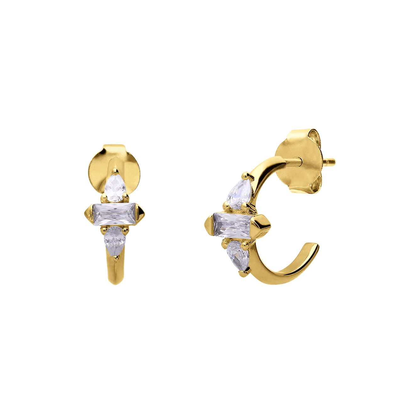 Zilveren goldplated oorringen met zirkonia voor dames