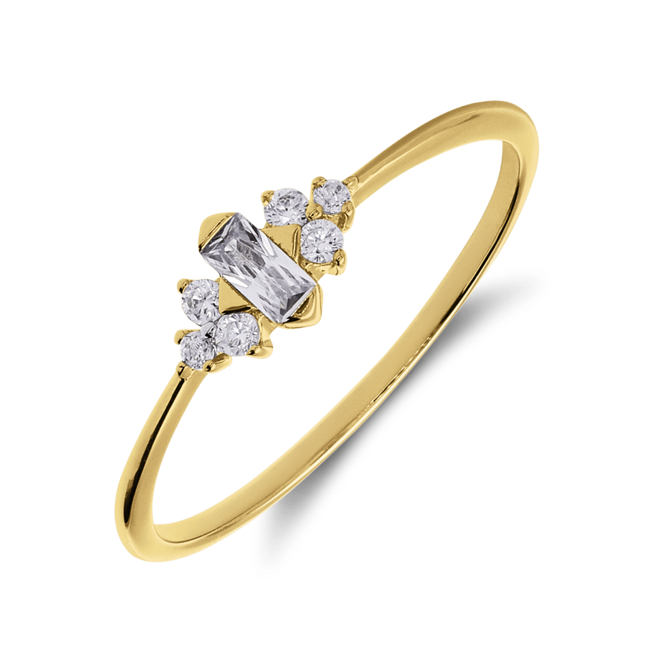 Ring aus 925er Silber, vergoldet, Baguette