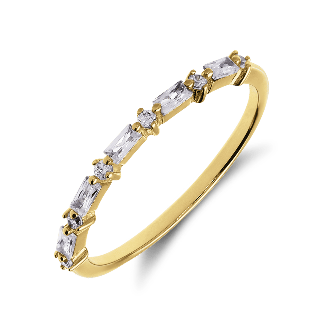 Ring aus 925er Silber, vergoldet, Baguette