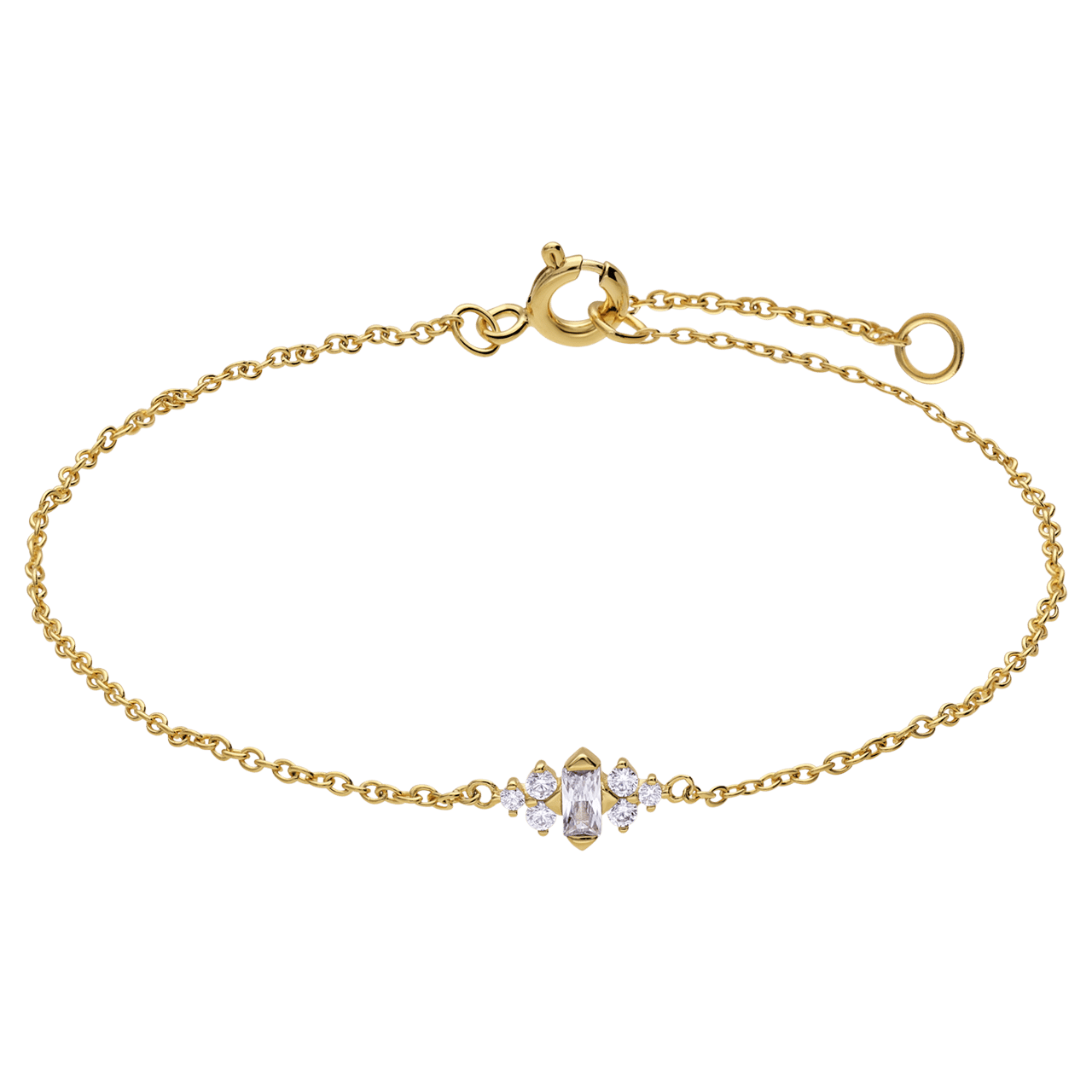 Zilveren goldplated armband baguette zirkonia