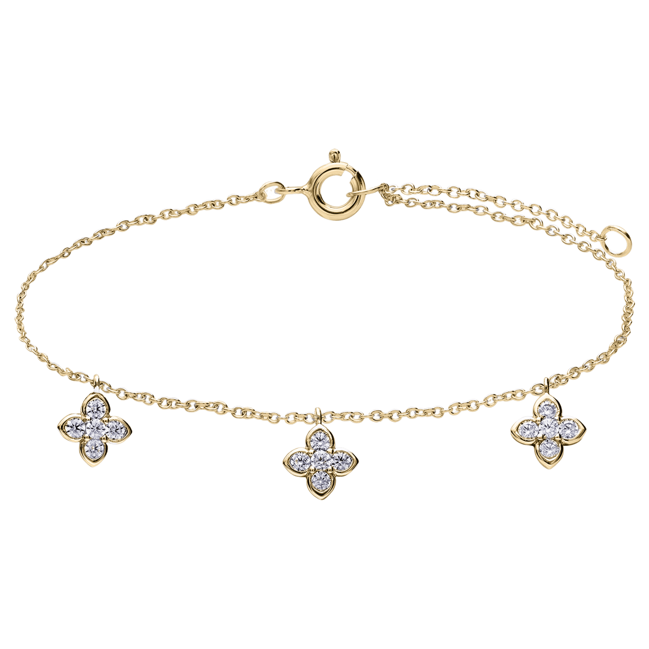 Zilveren armband goldplated met hanger bloemen