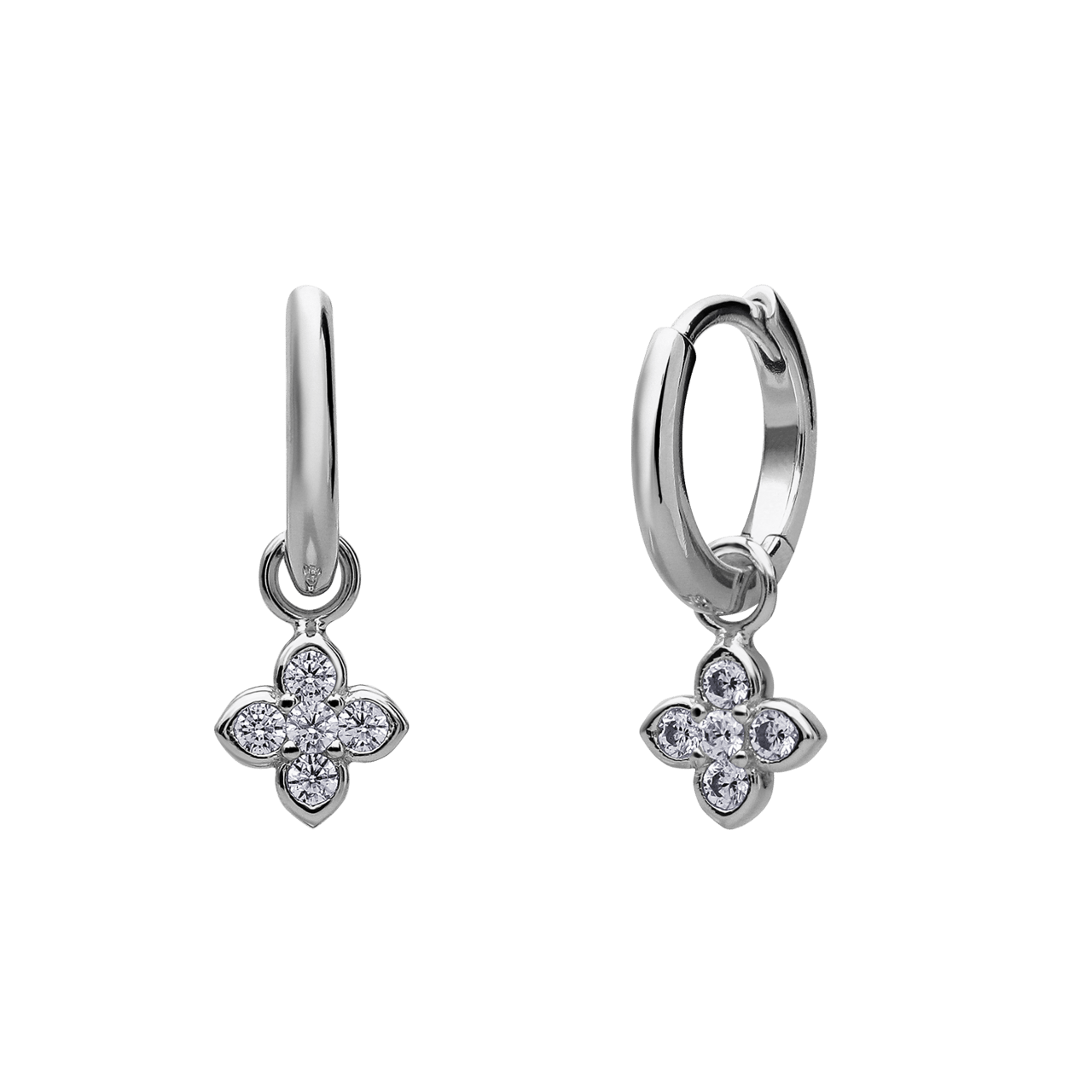 Ohrringe, 925 Silber, mit Anhänger, blume und Zirkonia
