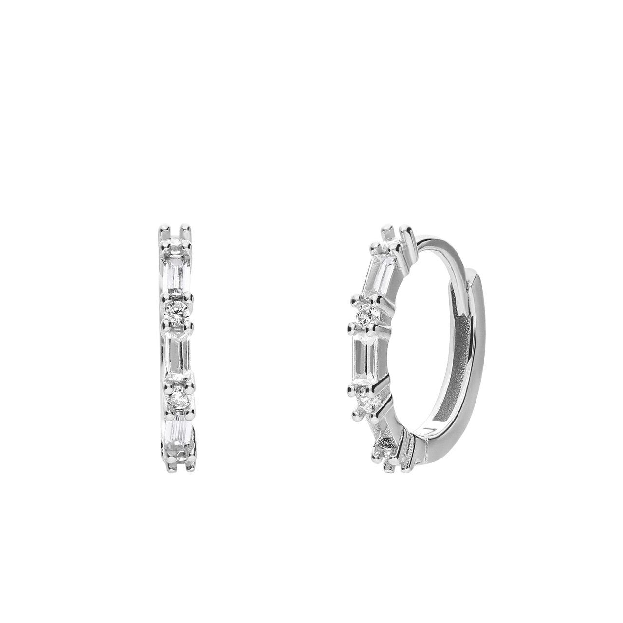 Ohrringe aus 925er Silber, Baguette, Zirkonia