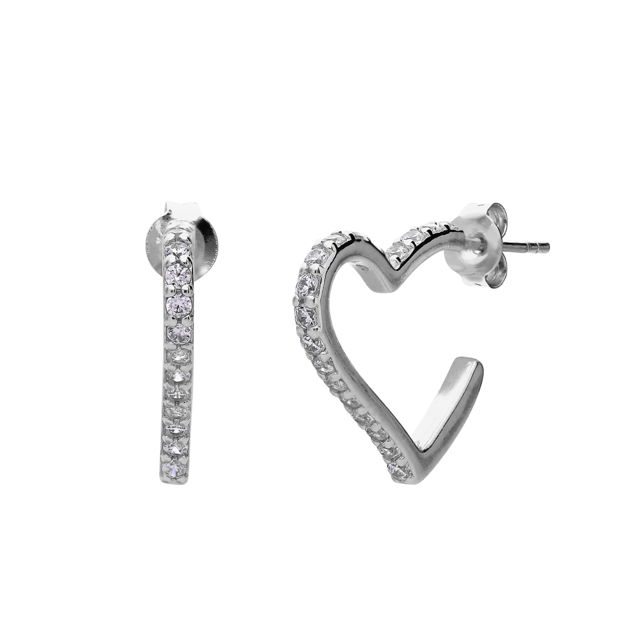 Ohrringe aus 925er Silber, Herz mit Zirkonia