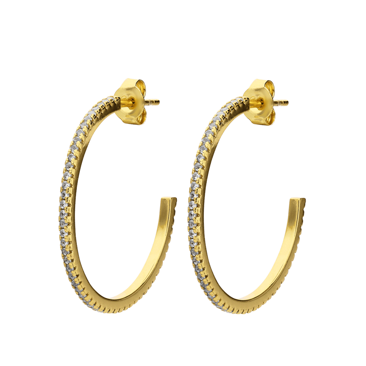 Zilveren goldplated oorringen met zirkonia voor dames