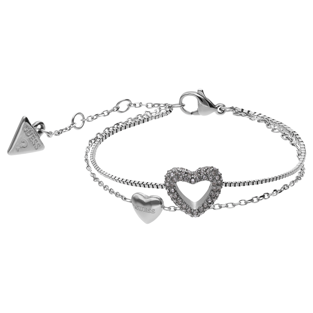 Guess stalen armband BELOVED met 2 hartjes