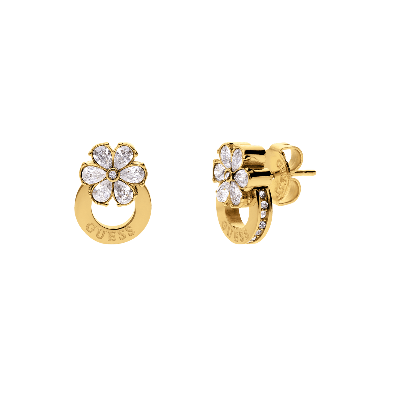 Guess stalen goldplated oorbellen LILY