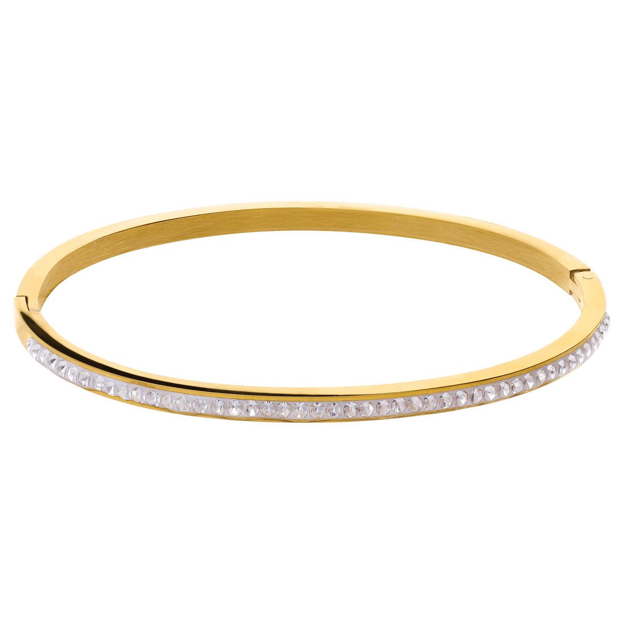 Stalen goldplated bangle small met kristal