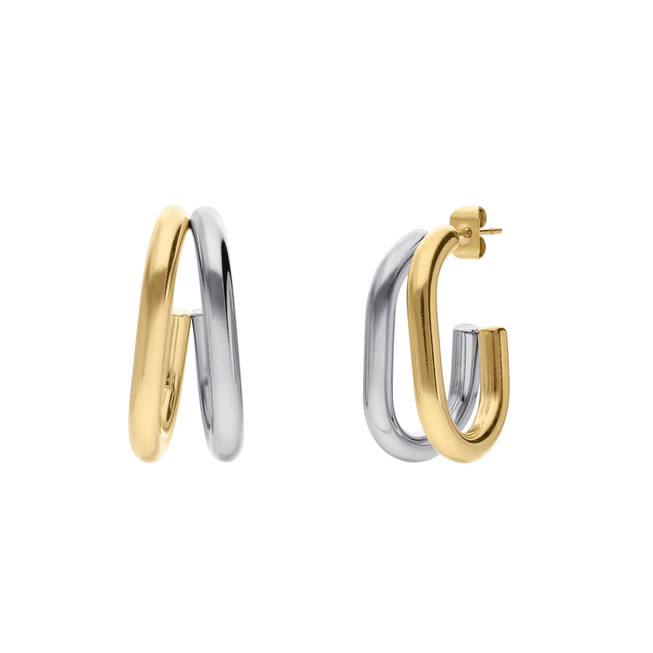 Stahl bicolor ovale Ohrringe