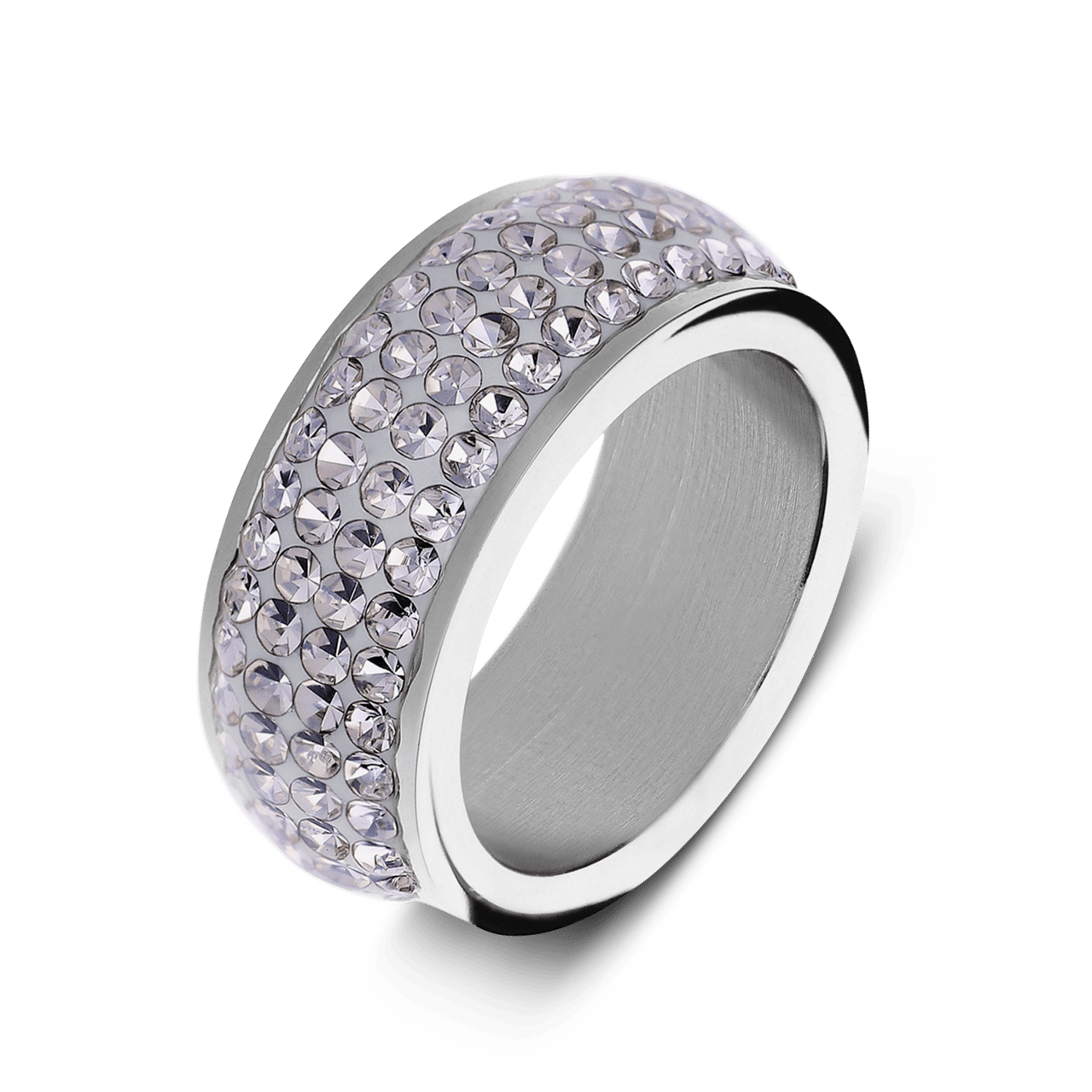 Stainless steel ring met kristal