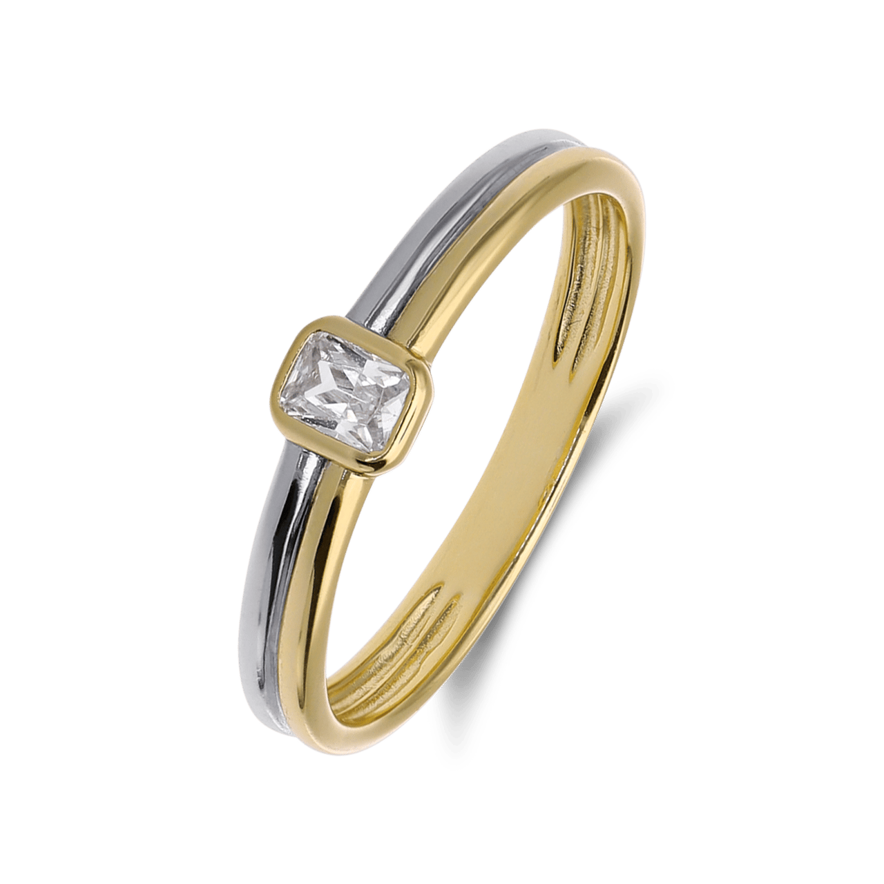 Zilveren bicolor ring met zirkonia voor dames