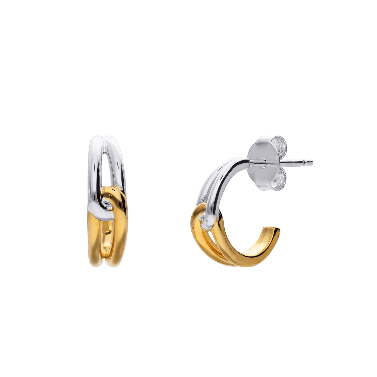 Zilveren goldplated bicolor oorringen voor dames