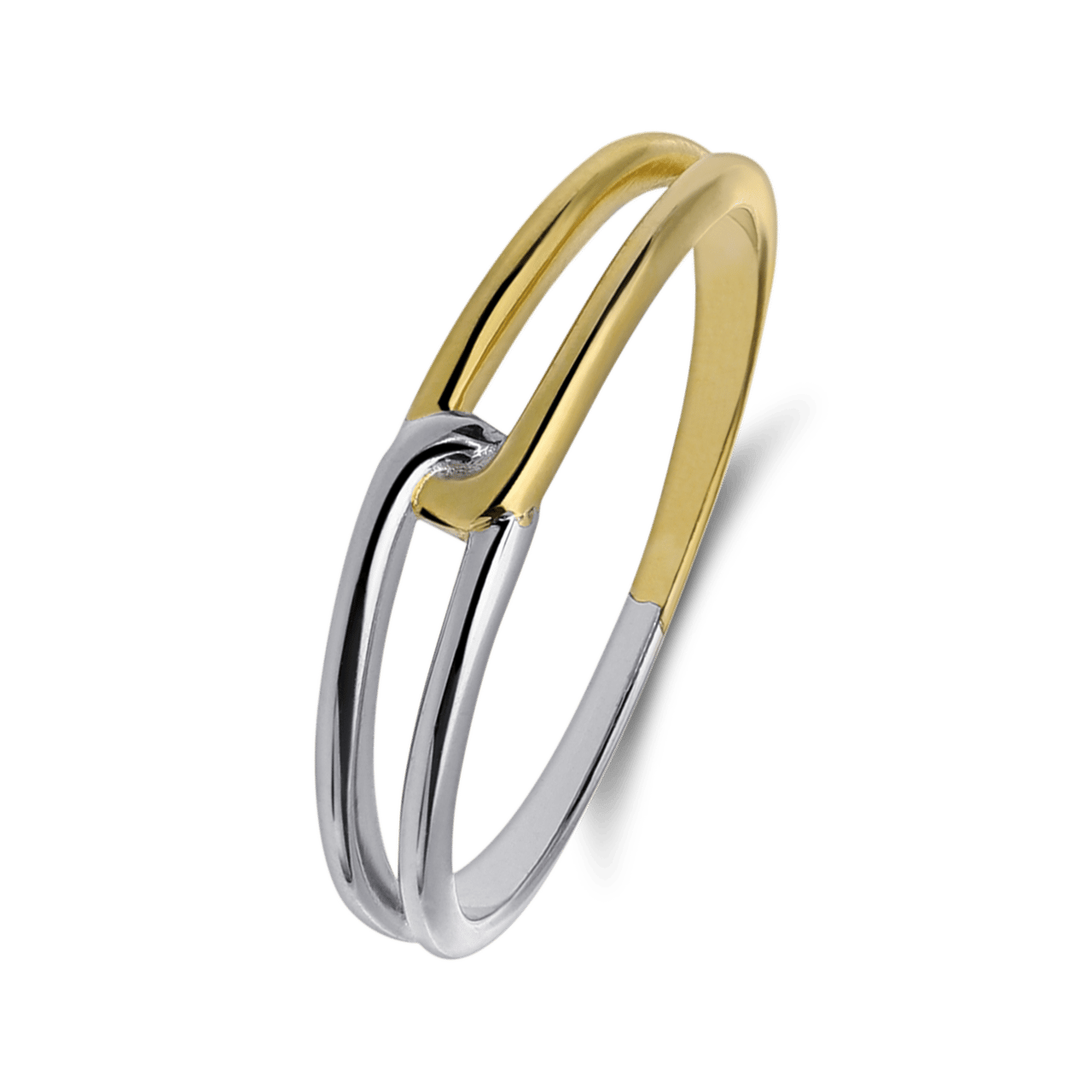 Zilveren bicolor ring twist voor dames