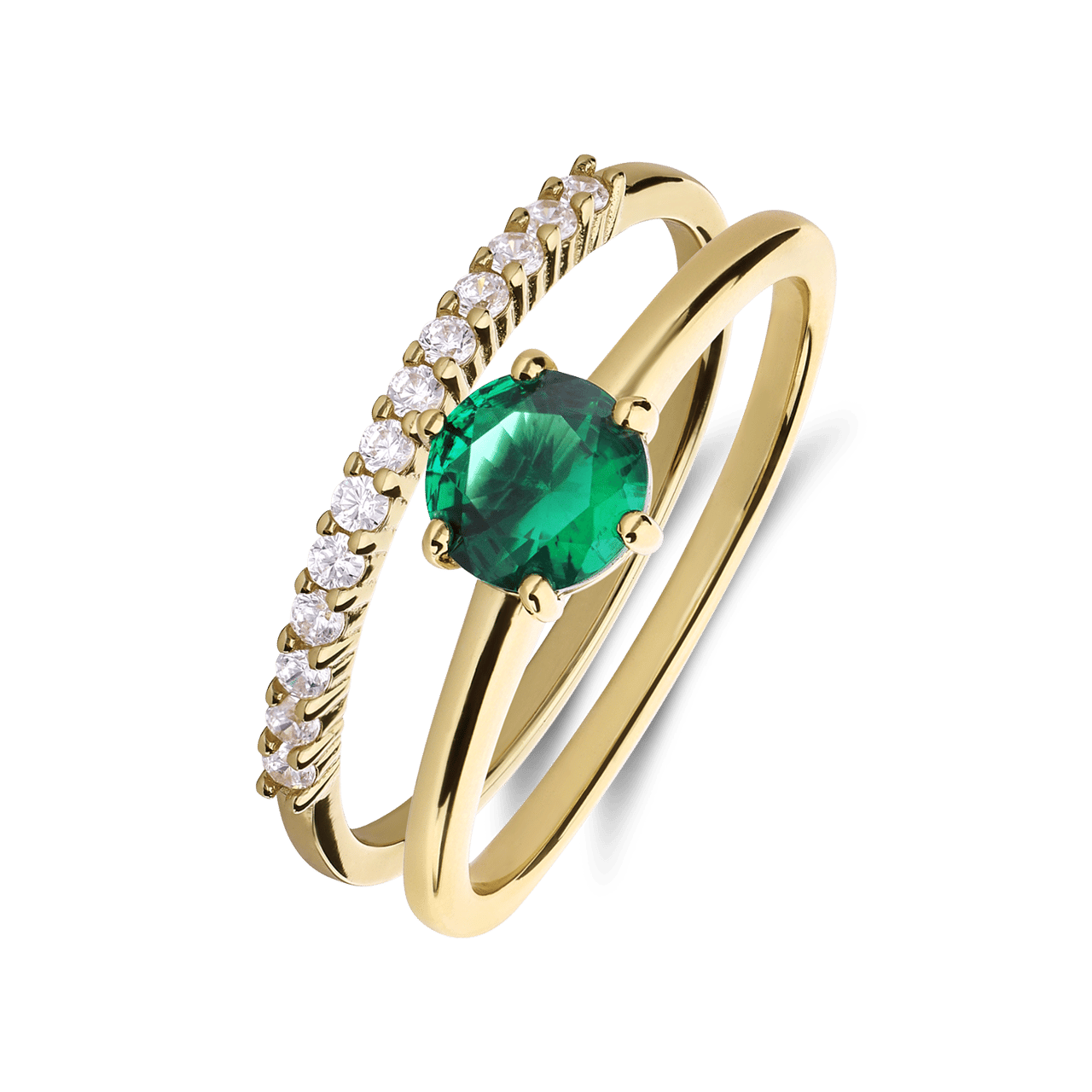 Zilveren ring met plating met zirkonia voor dames