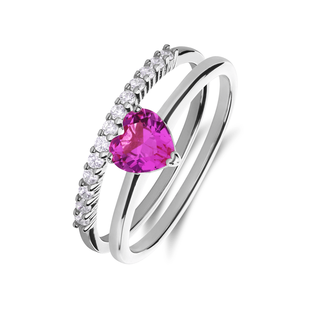 Zilveren ring hart met zirkonia voor dames